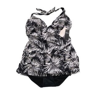 (M-10) YBL One Piece Swimsuit Palm Leaf Print‎